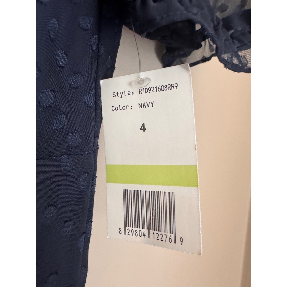 Rabbit Rabbit Rabbit Designs Navy Swiss Dot Ruffle Neck Dress Size 4 - Picture 4 of 7